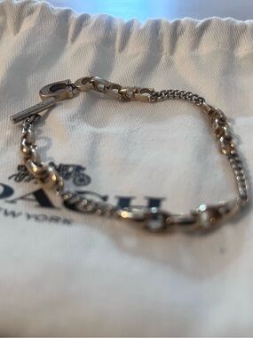 Coach Two-Tone Mixed Link Chain Bracelet Silver Gold Tone